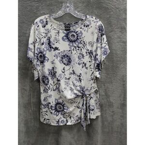 Clara Sunwoo‎ Top Woman Small Travel Knit Floral Side Tie Knot Resort Casual